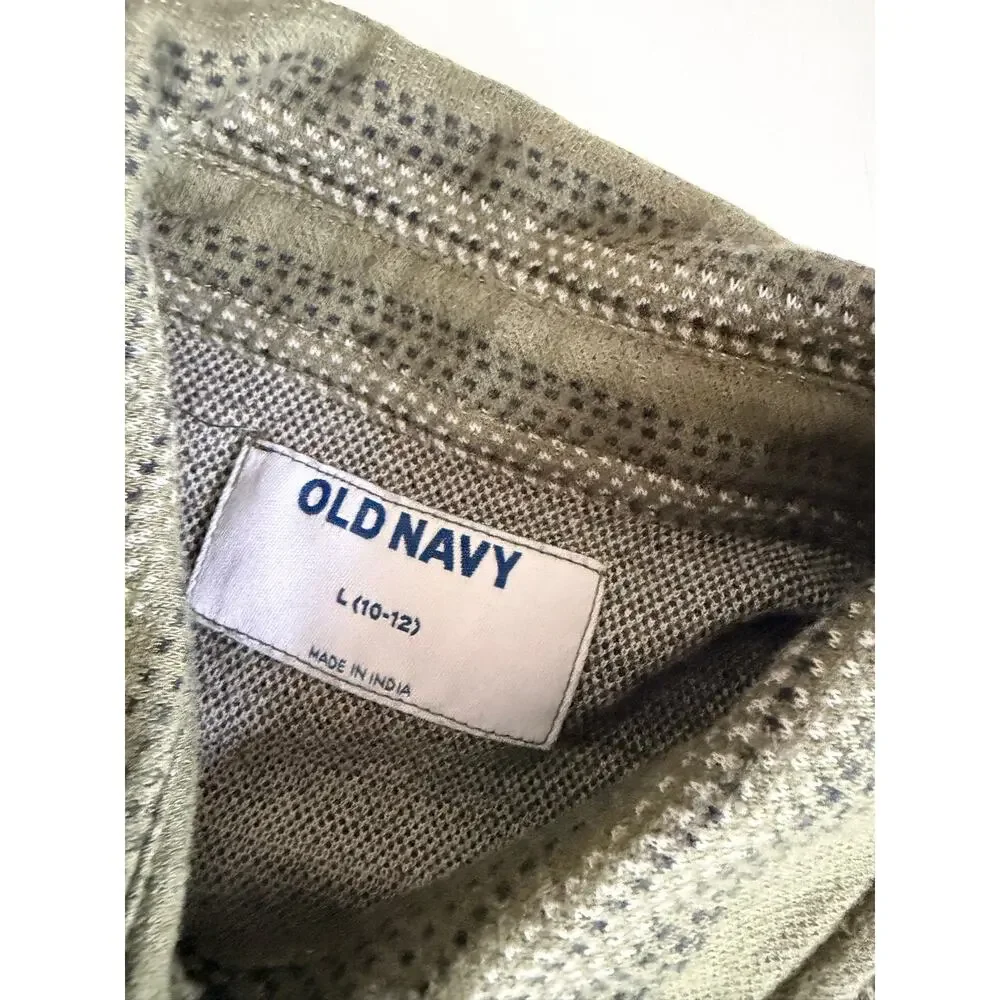 Old Navy Boys' Green Striped Jacquard Knit Shirt Top